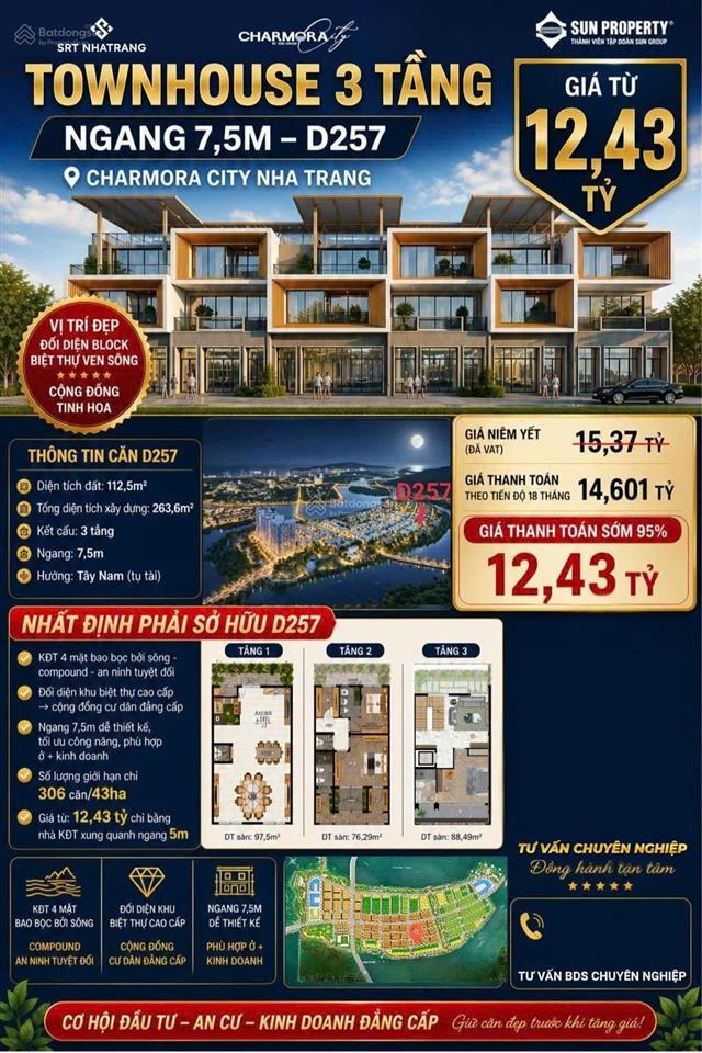 Nhà phố ngang 7,5m đối diện villa ven sông giá chỉ bằng căn ngang 5m!
