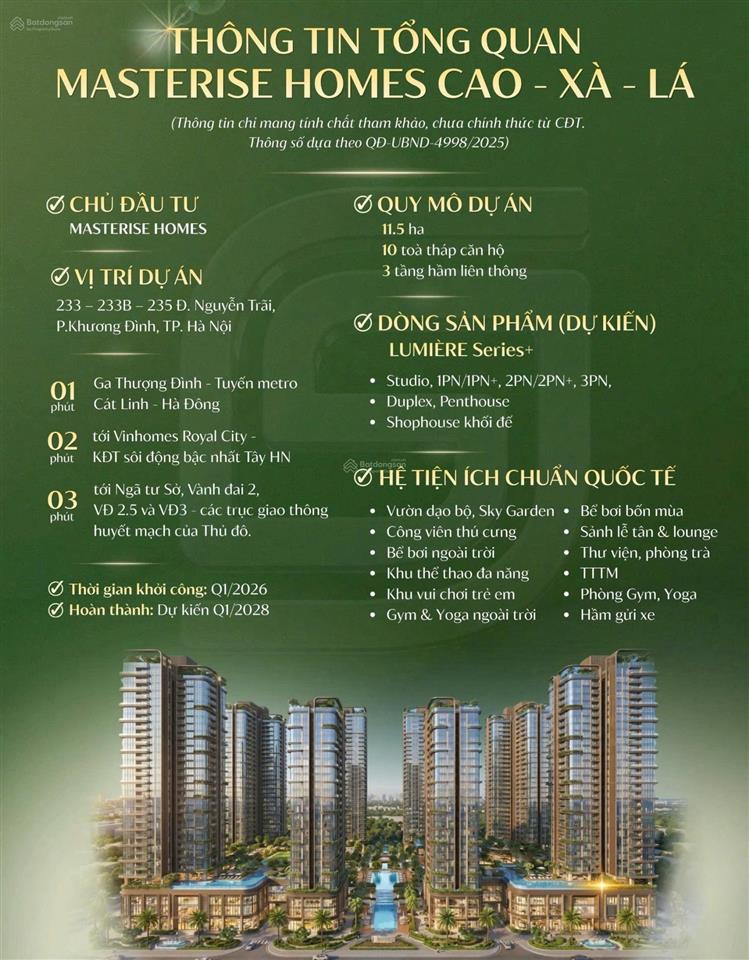 Masteri cao xà lá  vị trí kim cương quận thanh xuân  mở bán giai đoạn đầu, nhận bảng giá sớm