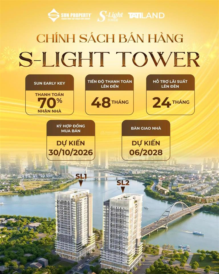 Giá dự kiến chỉ từ 2tỷ4  siêu phẩm s  light tower cđt sun group, view pháo hoa, ngã ba sông, biển