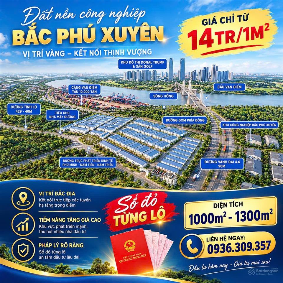 Đất công nghiệp nam tiến phú xuyên chỉ 14tr/m2
