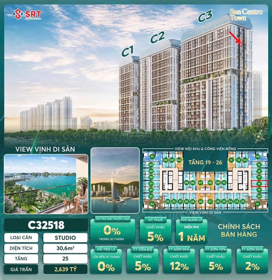 Căn đẹp siêu hiếm tại sun centro town.  0916 916 ***