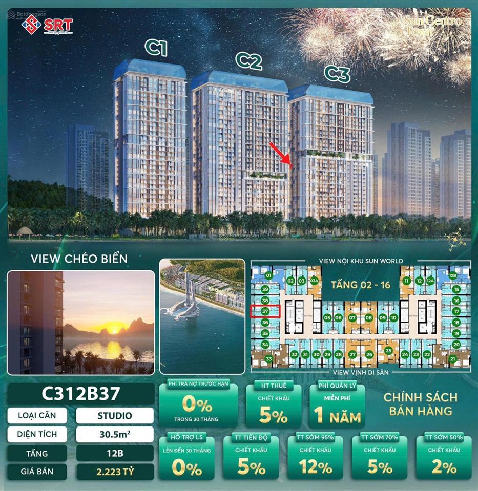 Căn hộ mặt biển sun centro town giá chỉ 1,765 tỷ
 0916 916 ***