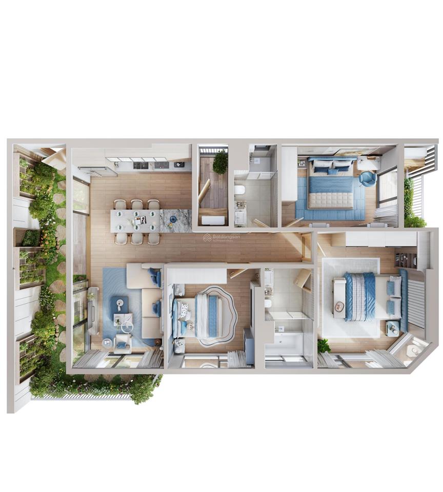 Căn hộ eco retreat long an, chỉ cần thanh toán 1tỷ, 78m2, 2pn, 2wc phân khu khoáng nóng onsen