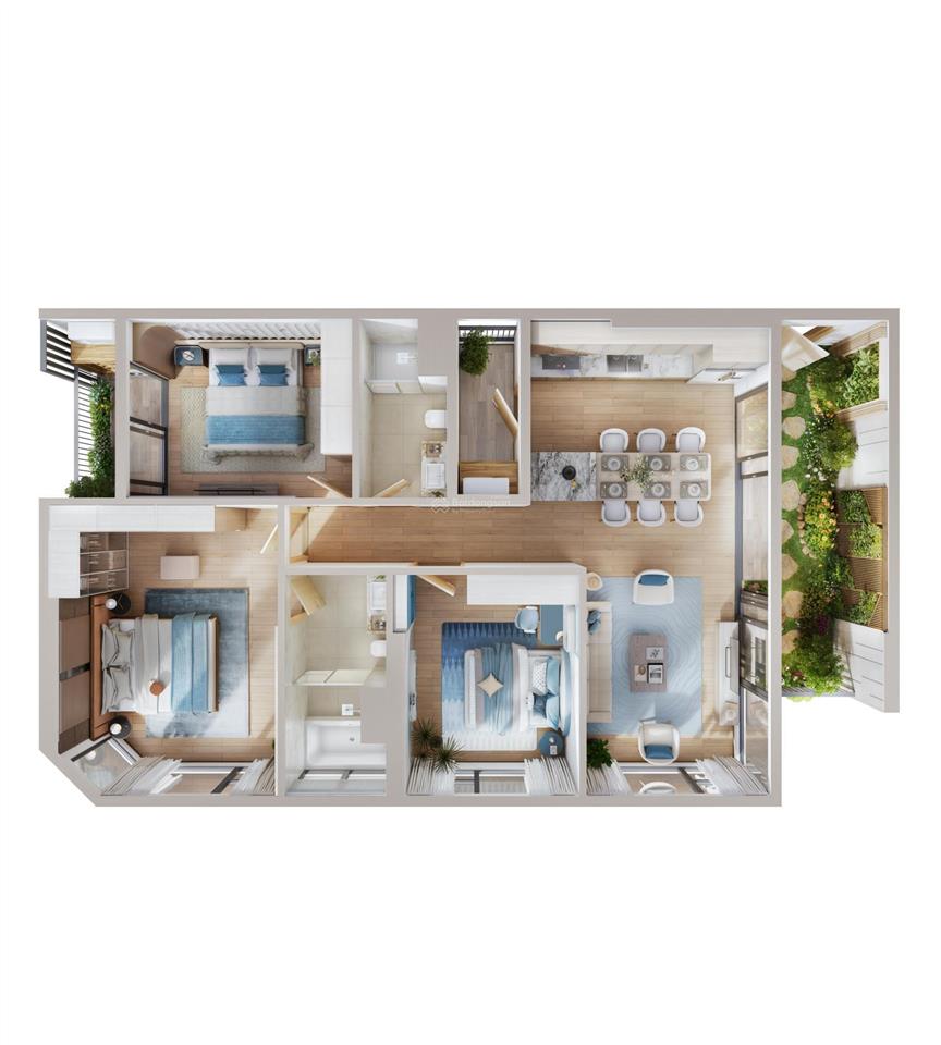Căn hộ eco retreat long an, chỉ cần thanh toán 1tỷ, 78m2, 2pn, 2wc phân khu khoáng nóng onsen