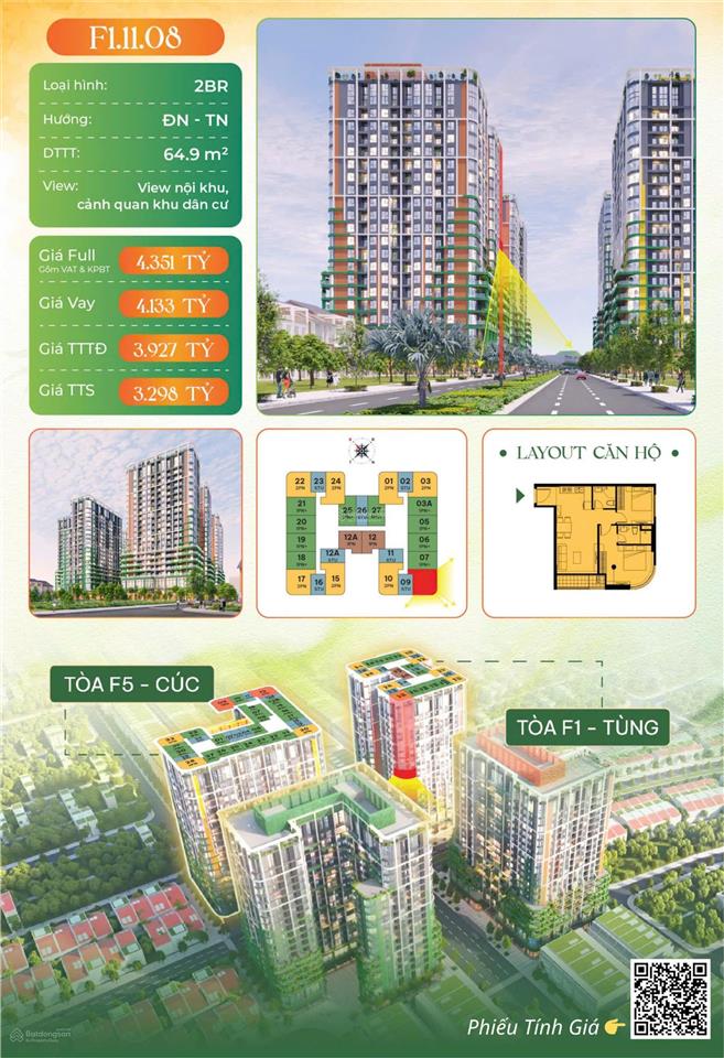 Bắt đầu với 30% vốn sở hữu ngay căn hộ 2pn fours tower, không gian rộng rãi  ở sướng sinh lời tốt