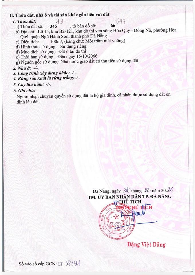Cần bán lô đất nền đầm sen 16, ngũ hành sơn, đà nẵng