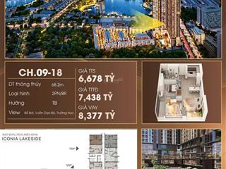 Nhượng lại căn 2pn 68m² trục 18 giá thanh toán sớm 6,8 tỷ. tt tiến độ 7,4 tỷ do không đủ tiền vào