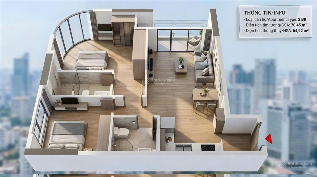 Căn hộ sun group 2pn fours tower  ngã tư ming mạng giao nguyễn phước lan  tts chỉ còn 3,3 tỷ