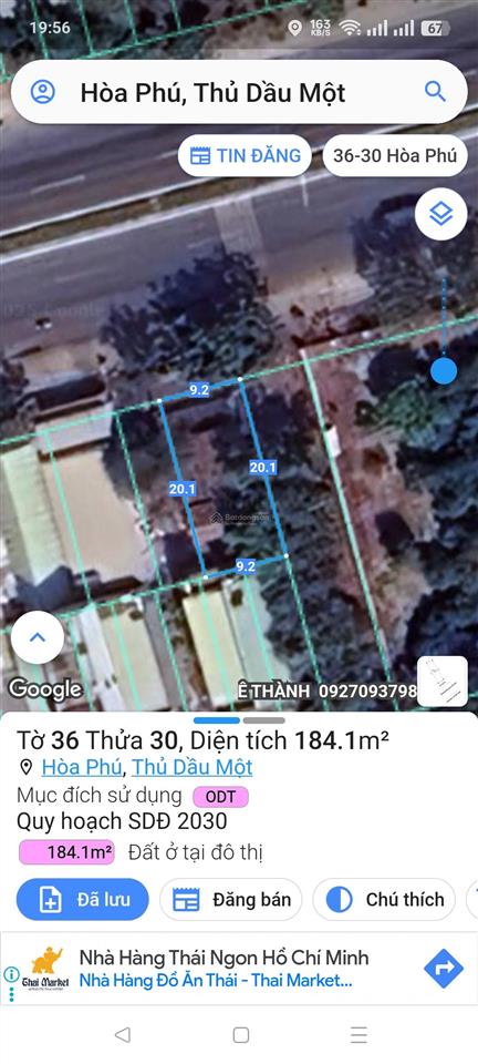 Chính chủ bán gấp sát vách trạm y tế hòa phú ngang 9m2 x 20m full thổ cư