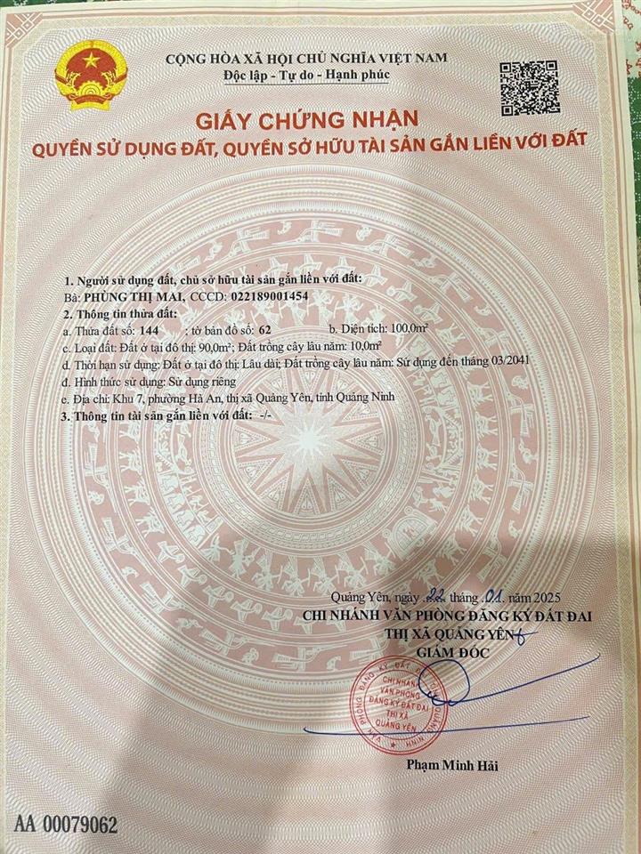 Bán ô đất hoa hậu vị trí đẹp cách vinhomes hạ long xanh chỉ vài trăm m.khu phố 7phường hà an