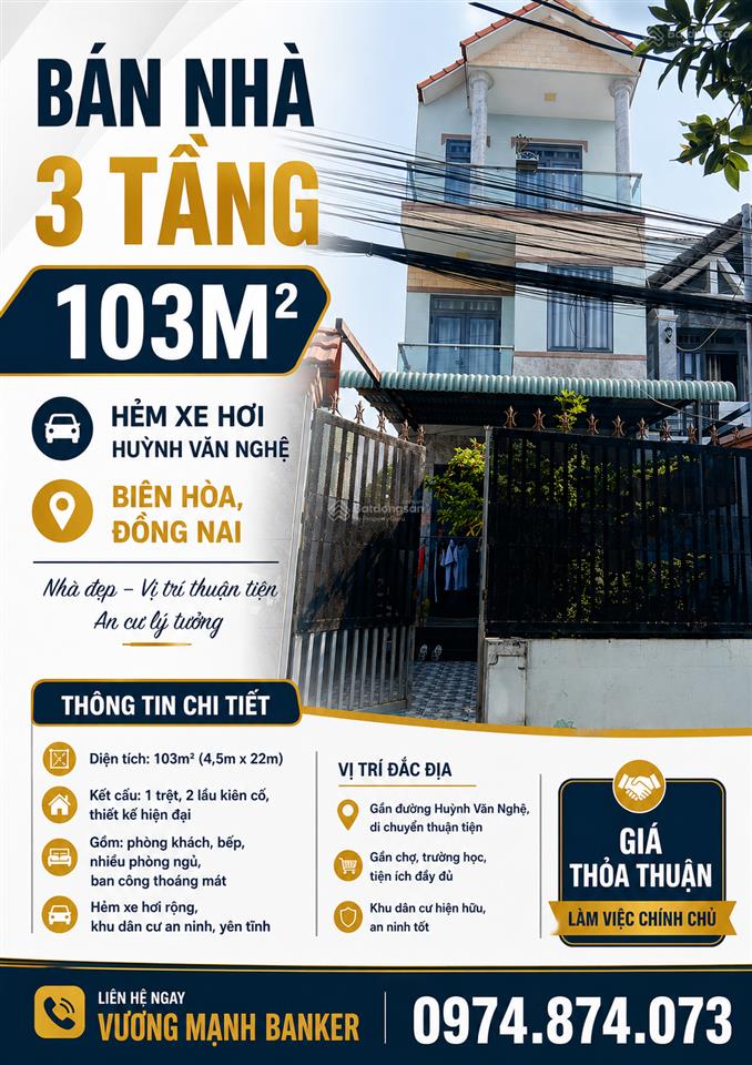 Nhà 3t 103m, ngang 4,5m, biên hòa, đồng nai