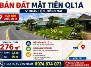 Bán đất 276m, ngang 7,8m, xuân lộc, đồng nai