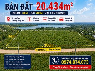Bán đất 20.434m, ngang 200m, cẩm mỹ, đồng nai