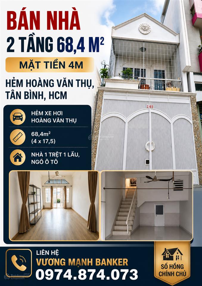 Bán nhà hẻm xe hơi hoàng văn thụ  tân bình