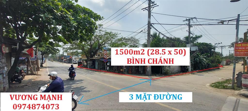 Siêu phẩm 3 mặt đường 1500m đất, ngang 28,5m, bình chánh, hcm