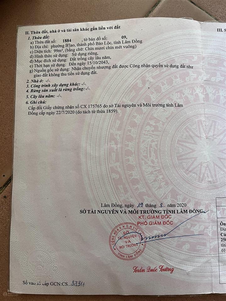 Bán đất bảo lộc chính chủ vị trí đẹp gần trường học, uỷ ban phường, bệnh viện bảo lộc