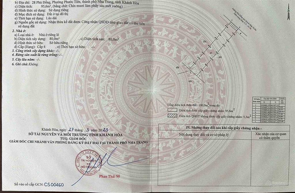 Bán nhà cấp 4 mặt tiền đ. phù đổng khu bàn cờ gần chợ xóm mới, nha trang  95,6m2 giá 14,2 tỷ
