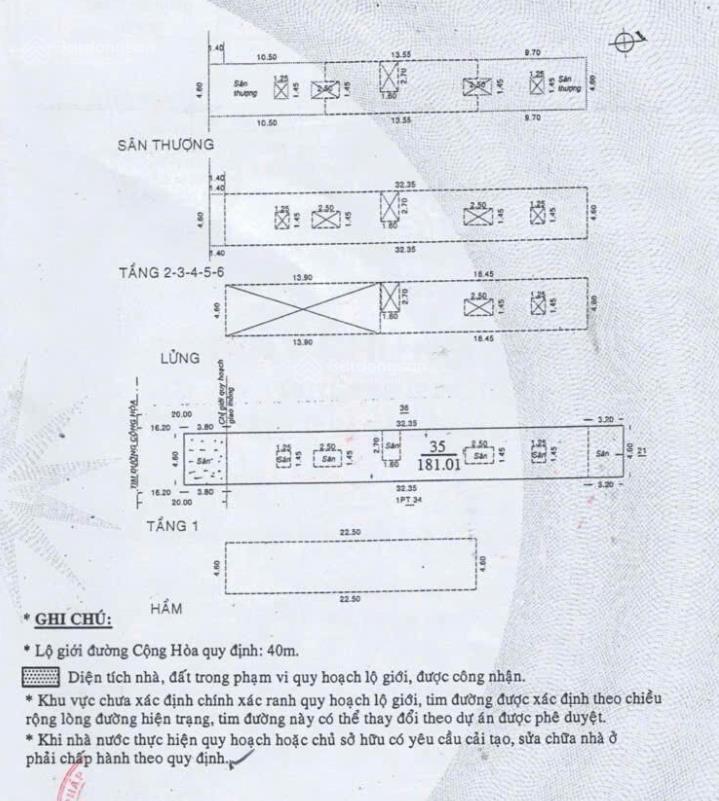 47,5 tỷ / 308 cộng hòa  4,6x40m / cn 181m²  hầm 7 tầng + st  hđt 120 triệu / tháng
