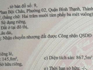 44.5 tỷ  3/57 phan bội châu p. 2  13x17m / 218.3m2  hầm 6 tầng / 43 chdv  hđt 200tr/tháng