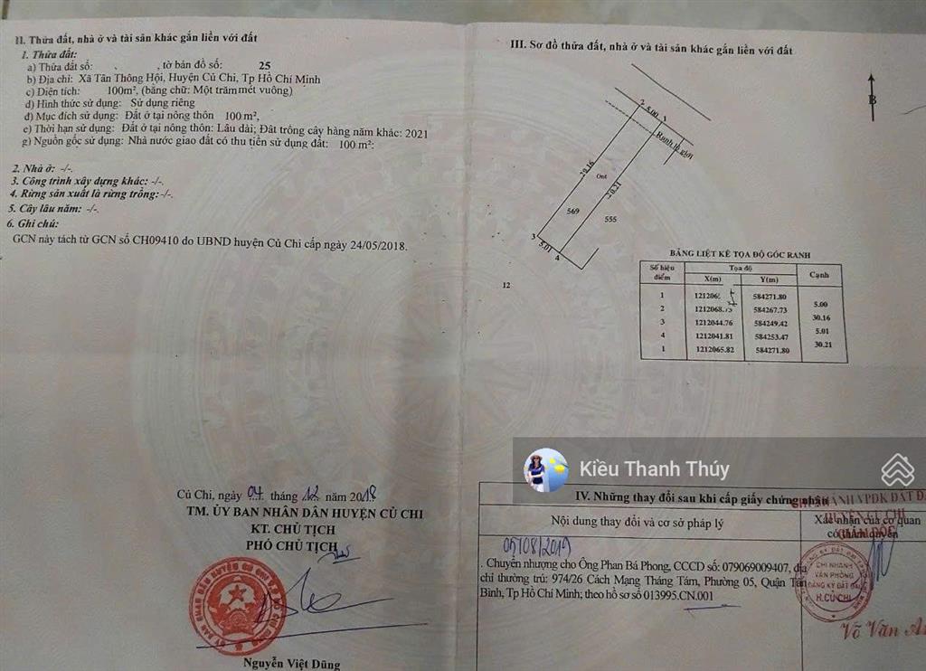 Chính chủ bán nhanh lô đất 100m2 giá 1,2 tỷ. đ. suối lội, tân thông hội. cách ql22 chỉ 300m. shr