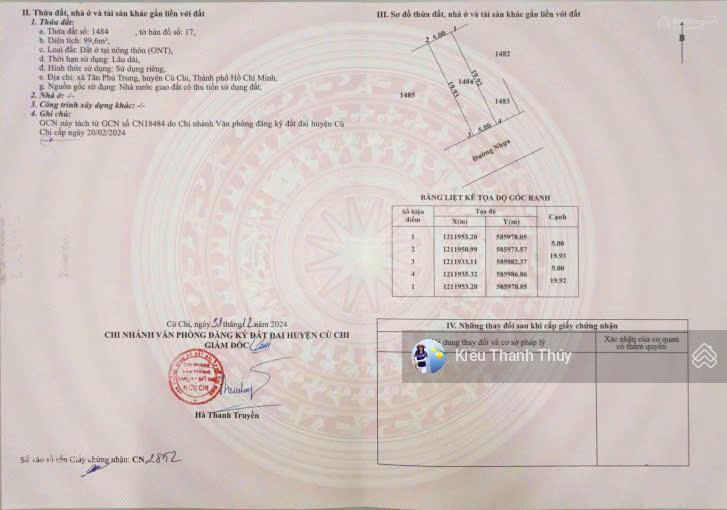 Cần bán gấp đất 100m2 full thổ cư ,ngay tân phú trung , củ chi giá 1 tỷ 200 triệu (  chủ xem sổ)