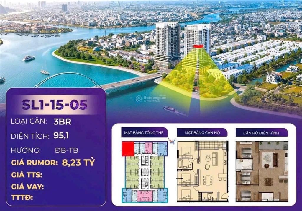 Bán căn hộ chung cư slight tower, 8,23 tỷ, 95m2, 3pn, 3wc, đông bắc