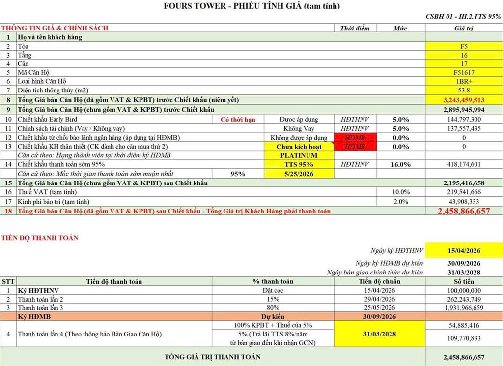 Nhượng lại 1 căn 1pn + cho kh tầng 16 view nguyễn phước lan giá gốc cdt không phụ phí
