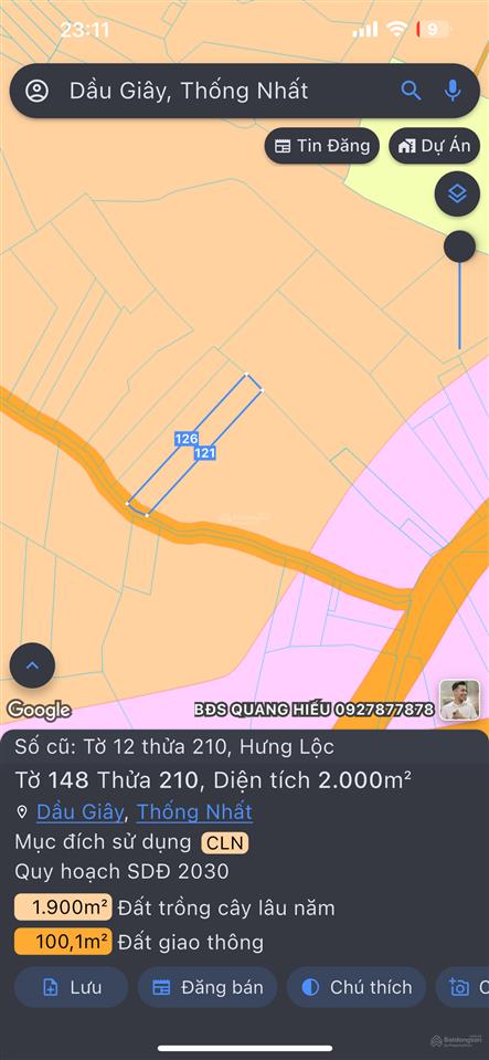 Cần bán đất hơn 18 sào (3 sào thổ cư, 15 sào cln), sổ hồng đầy đủ