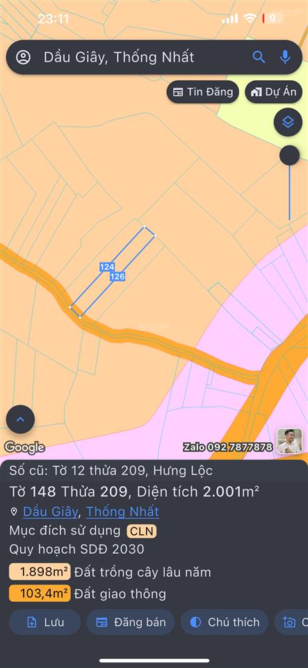 Cần bán đất hơn 18 sào (3 sào thổ cư, 15 sào cln), sổ hồng đầy đủ