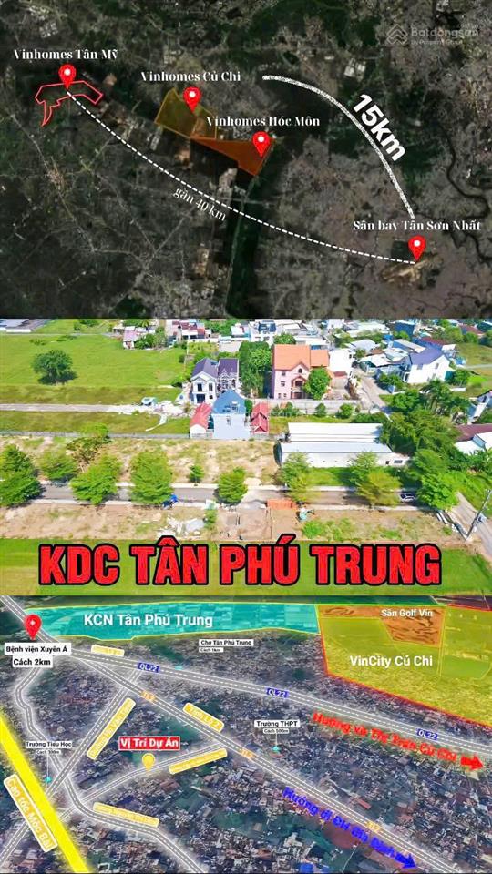 Đáo hạn ngân hàng tôi cần bán gấp lô đất 100m2 giá 1tỷ250 đường cây da xã tân phú trung củ chi