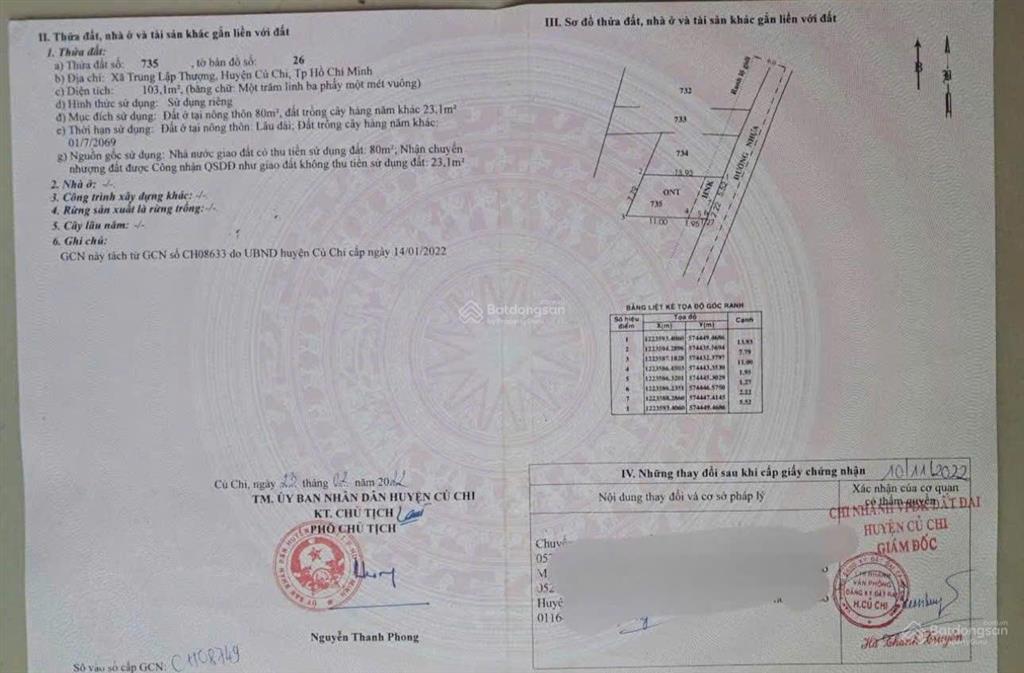 Bán nhanh 980 triệu 103m2 đất ngay tỉnh lộ 7 xã thái mỹ, dân cư đông đúc, sổ hồng riêng