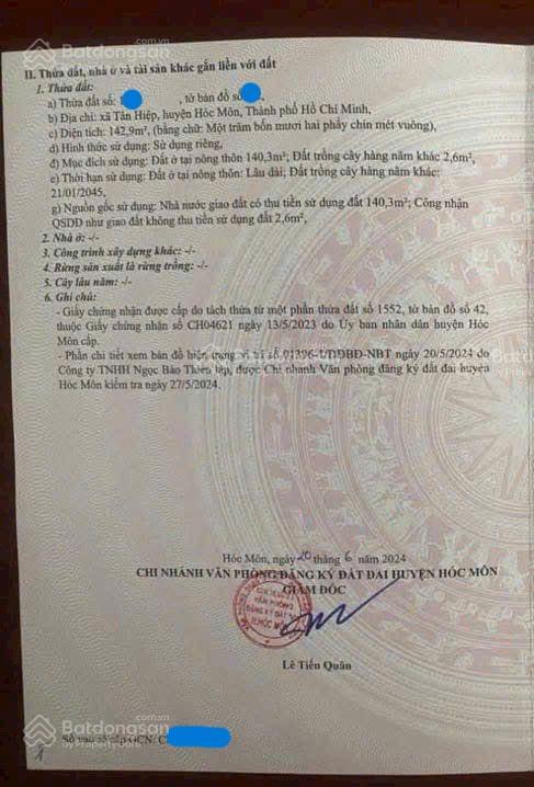 Tôi cần bán căn trọ ngay đường song hành, tân hiệp, hóc môn 142.9m2 sổ hồng riêng giá 1,9 tỷ