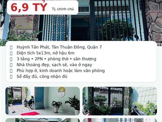 NHÀ 3 TẦNG MẶT TIỀN 1 SẸC NAM LONG Q7 – 6,9 TỶ TL