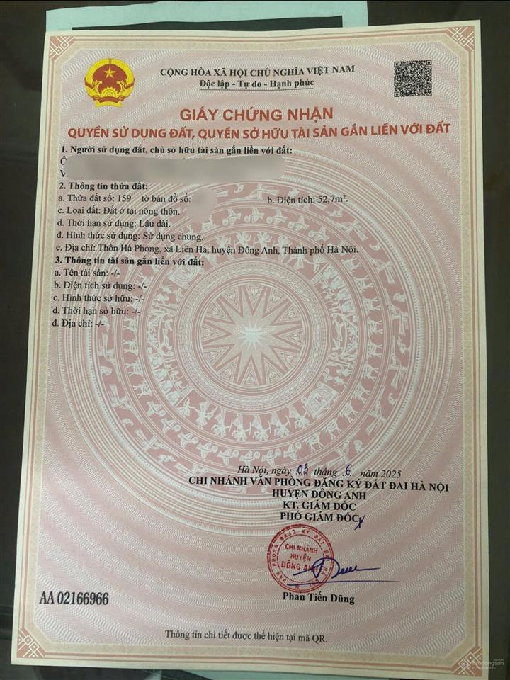 Hiếm chỉ hơn 3 tỷ 52,7 m hp thư lâm hà nội mt = mh = 4 m 12 trục chính xương cá thông ô tô