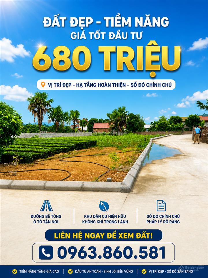 Bán nhanh lô đất 147m cạnh khoáng nóng thanh thủy  phú thọ . sổ đỏ trao tay ngay
