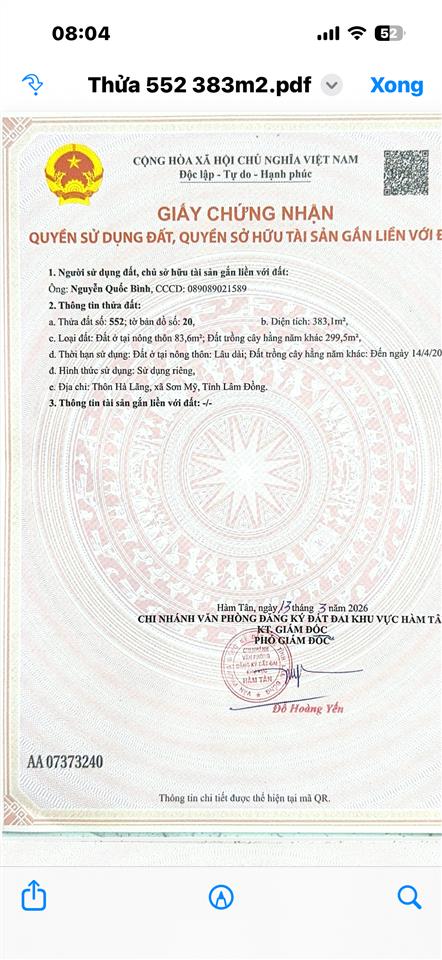 Hàng hiếm tại 331, sơn mỹ, lâm đồng, 1 tỷ, 383.1m2