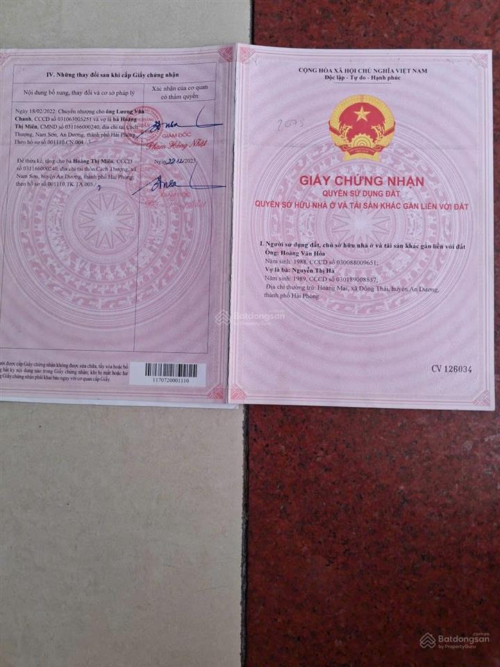 Bán đất chính chủ  tổ dân phố 12, phường hòa nghĩa, quận dương kinh, hải phòng