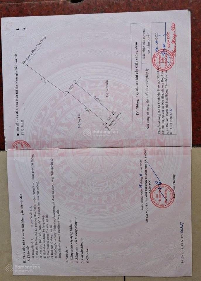 Bán đất chính chủ  tổ dân phố 12, phường hòa nghĩa, quận dương kinh, hải phòng