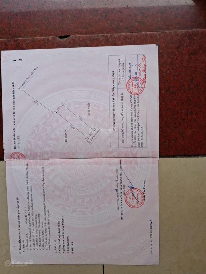 Bán đất chính chủ  tổ dân phố 12, phường hòa nghĩa, quận dương kinh, hải phòng