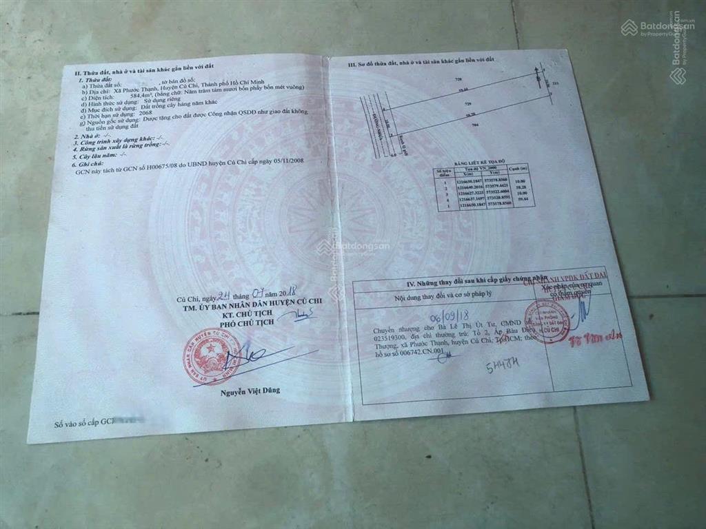 Bán đất vườn mặt tiền đường phan văn khải 584m2 giá 1tỷ7. gần trường quang trung phước thạnh củ chi