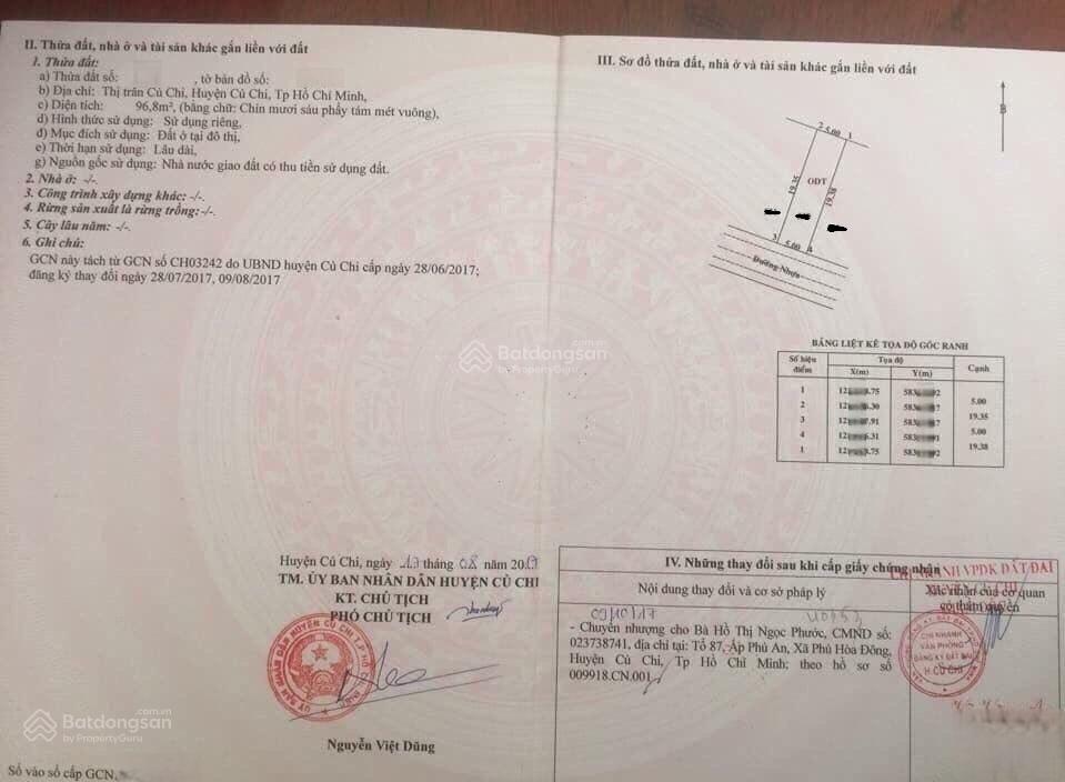 Mặt tiền nguyễn văn khạ thị trấn củ chi 96,8m2 giá 1,5ty , nằm kế bên kcn tây bắc giá sổ hồng riêng