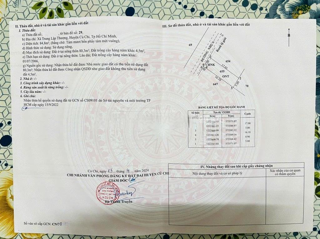 Đất hcm giá 950tr cho 84m2 giáp kế bên chợ trung lập thượng thái mỹ củ chi. shr làm việc với chủ