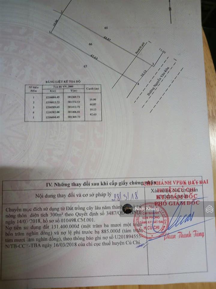 Bán đất 436m2 tân an hội ngay trung tâm thị trấn củ chi, có thổ cư, shr, công chứng ngay giá 960tr