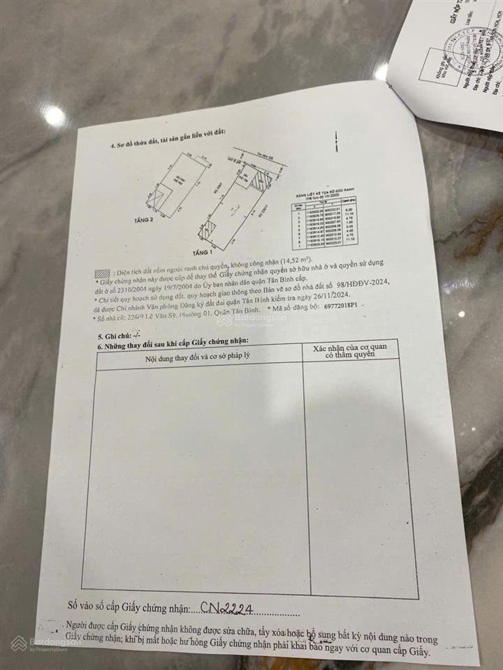 Bán nhà chính chủ tại lê văn sỹ, tân hòa sơn. diện tích 135.4m2.  chú đông 0379 291 ***