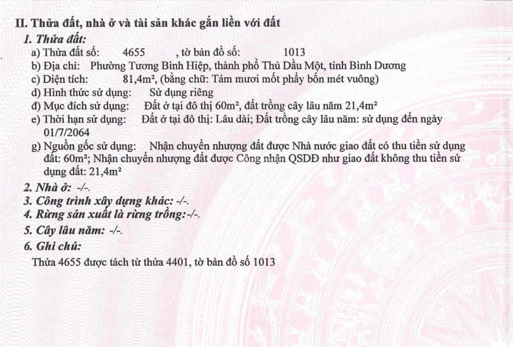 Bán đất phân lô tại phố lê văn tách, phường tương bình hiệp, thủ dầu một, bình dương cũ