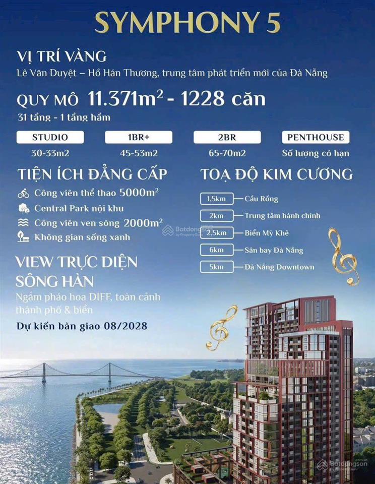 Symphony 5  view sông và pháo hoa, giá từ 2 tỷ, cơ hội hiếm sở hữu ngay