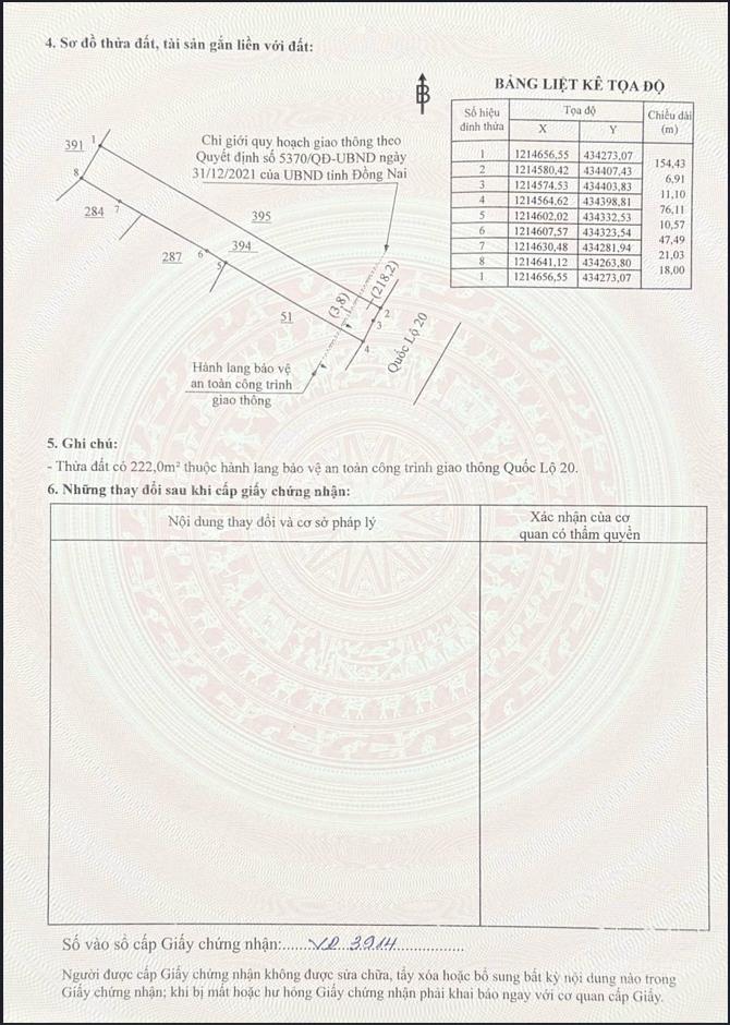 Chính chủ hạ giá bán đất mặt tiền 18,1 mét ql 20, dt 2,970m², tp. đồng nai. (giá cũ 16tỷ)