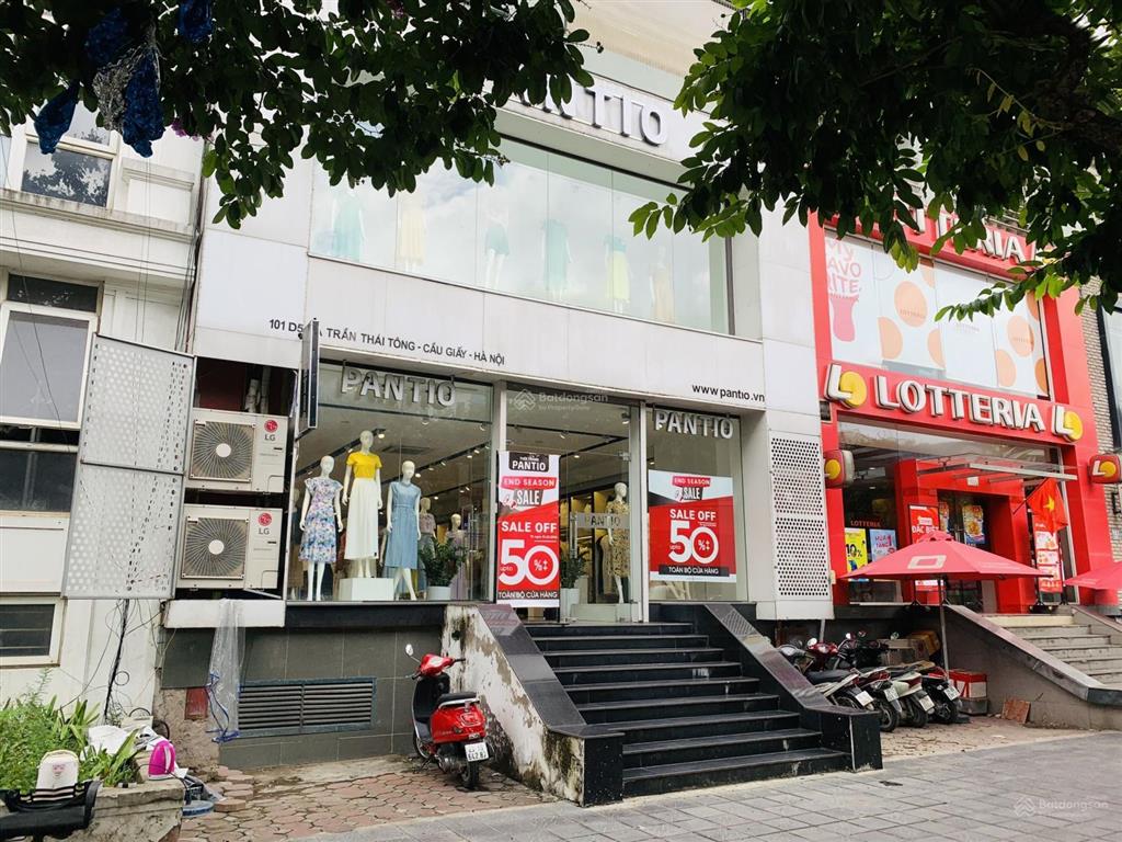Cho thuê nhà mặt phố trần thái tông 200m2 x 2 tầng, mt 10m, thông sàn, vỉa hè rộng, mọi mô hình