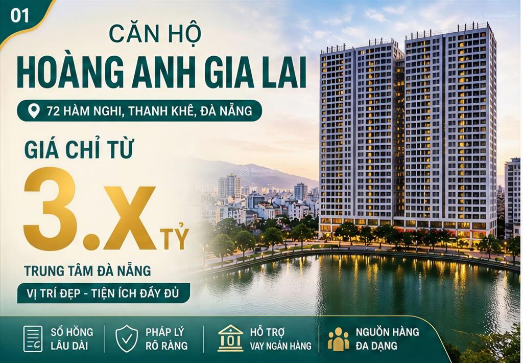 Bán căn hộ hoàng anh gia lai đà nẵng 2pn, 3pn, căn góc giá từ 3.x tỷ sổ hồng lâu dài