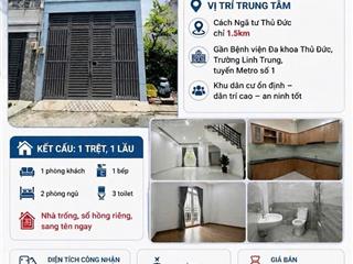 Chính chủ cần bán nhà 2 tầng hẻm oto 5m  gần đường lê văn chí  linh trung  6.x tỷ